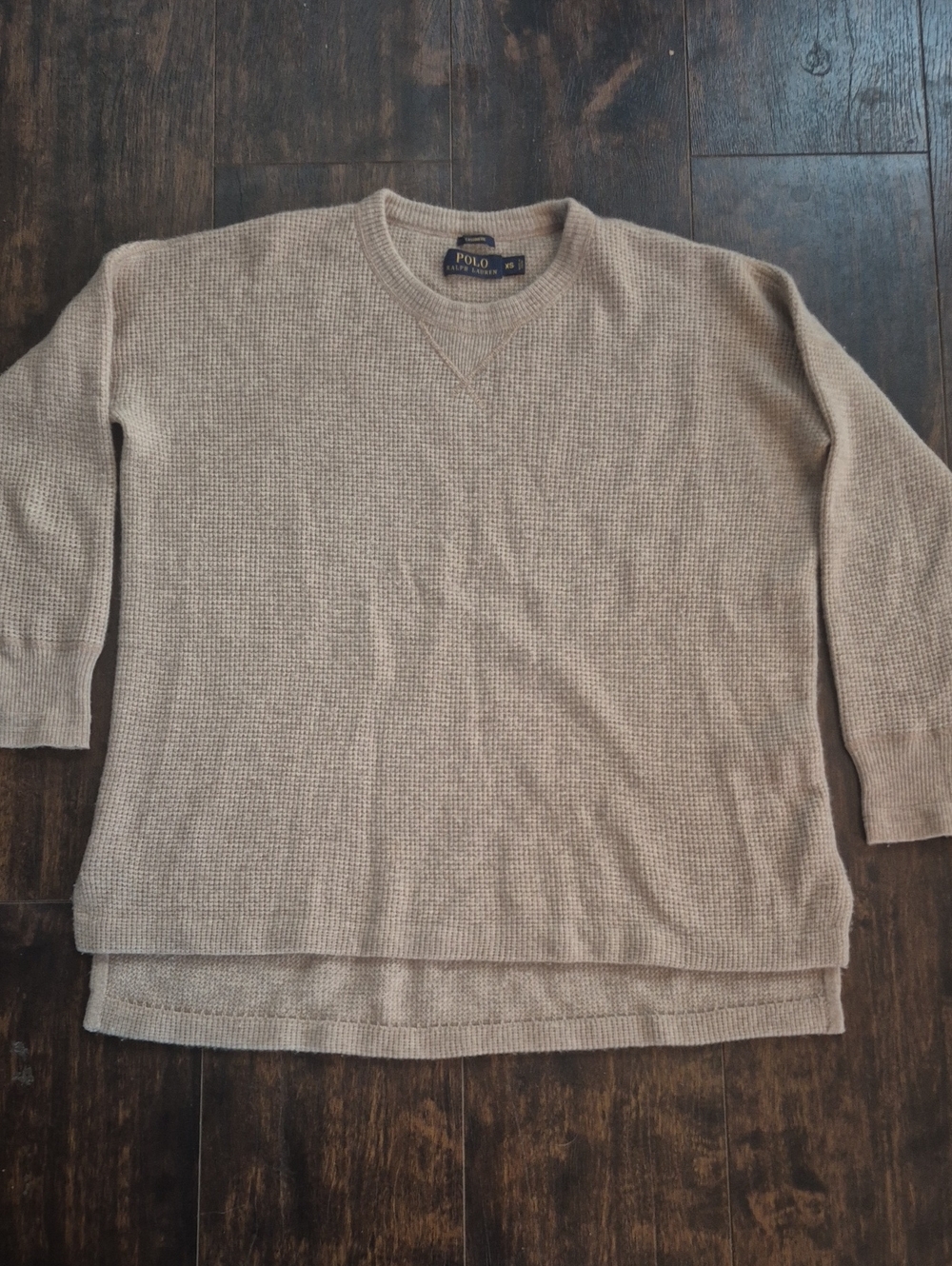 POLO Ralph Lauren Cashmere Sweater XS Textured Waffke Knit Pullover Top